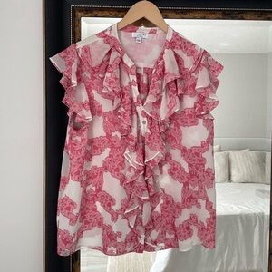 Current Air Pink and White Ruffle Blouse